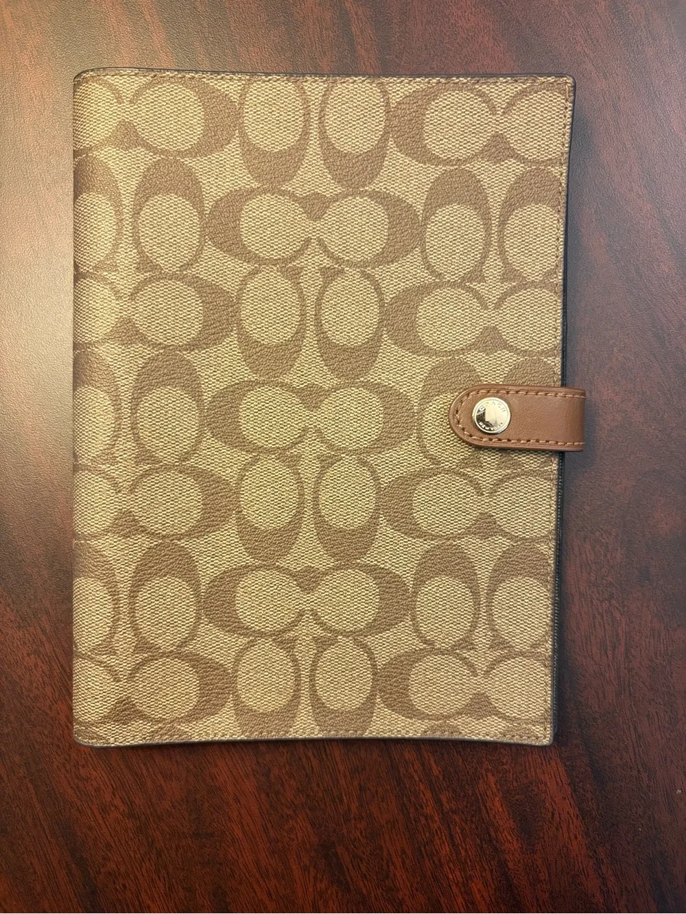 Coach Signature Canvas Snap Planner Cover - Khaki/Chestnut